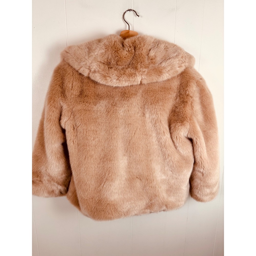 Foxglove Faux Fur Coat Jacket Women's Small Blush Shawl Collar Lined - Picture 9 of 9